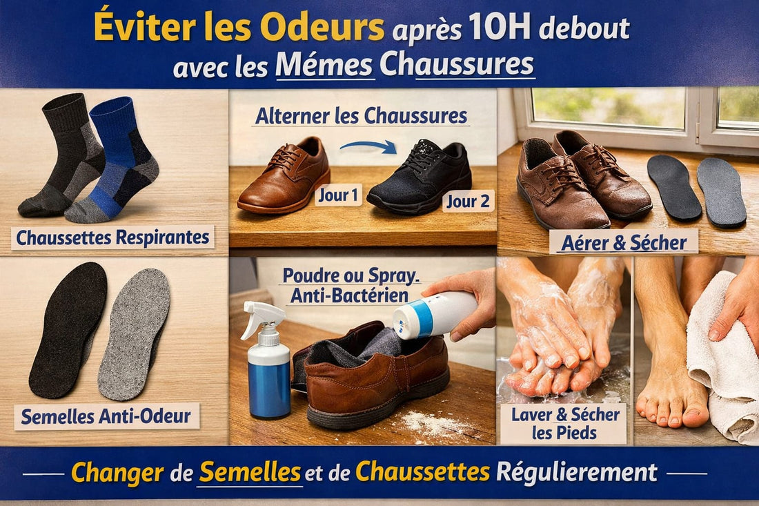 Comment éviter les odeurs quand on reste 10h debout avec la même paire de chaussures ?