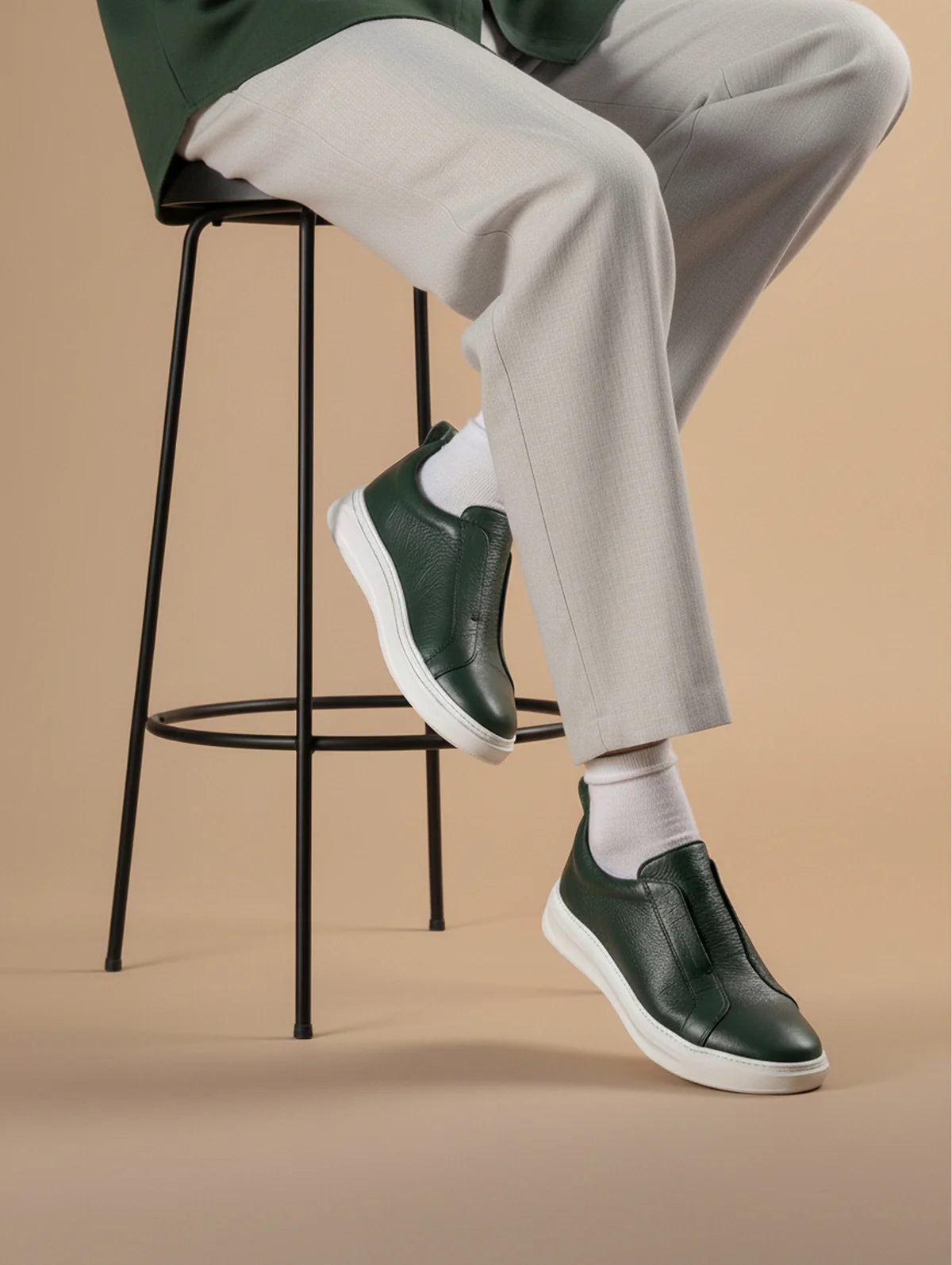 Sneaker à Enfiler en cuir Vert