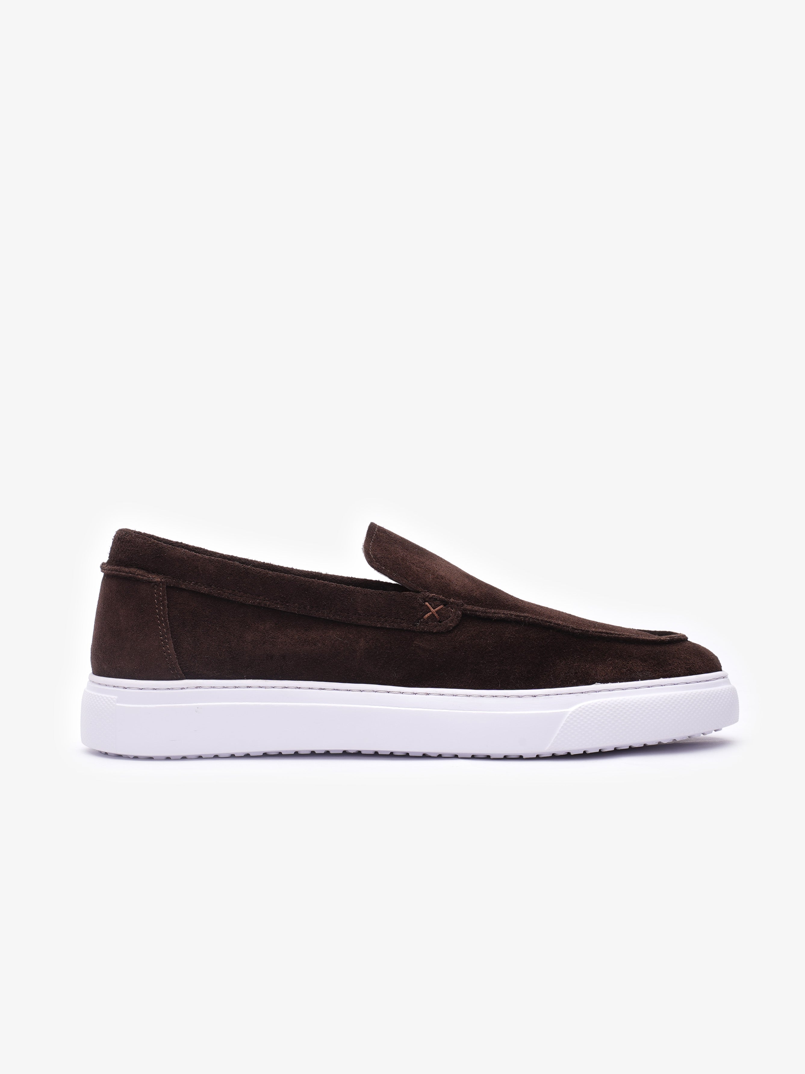 Mocassin Porto en daim marron chocolat