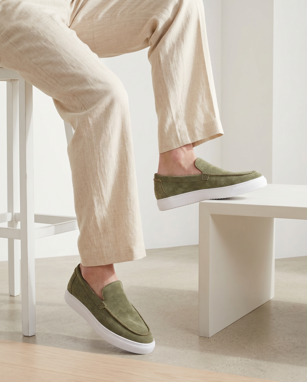 mocassin Porto en daim kaki