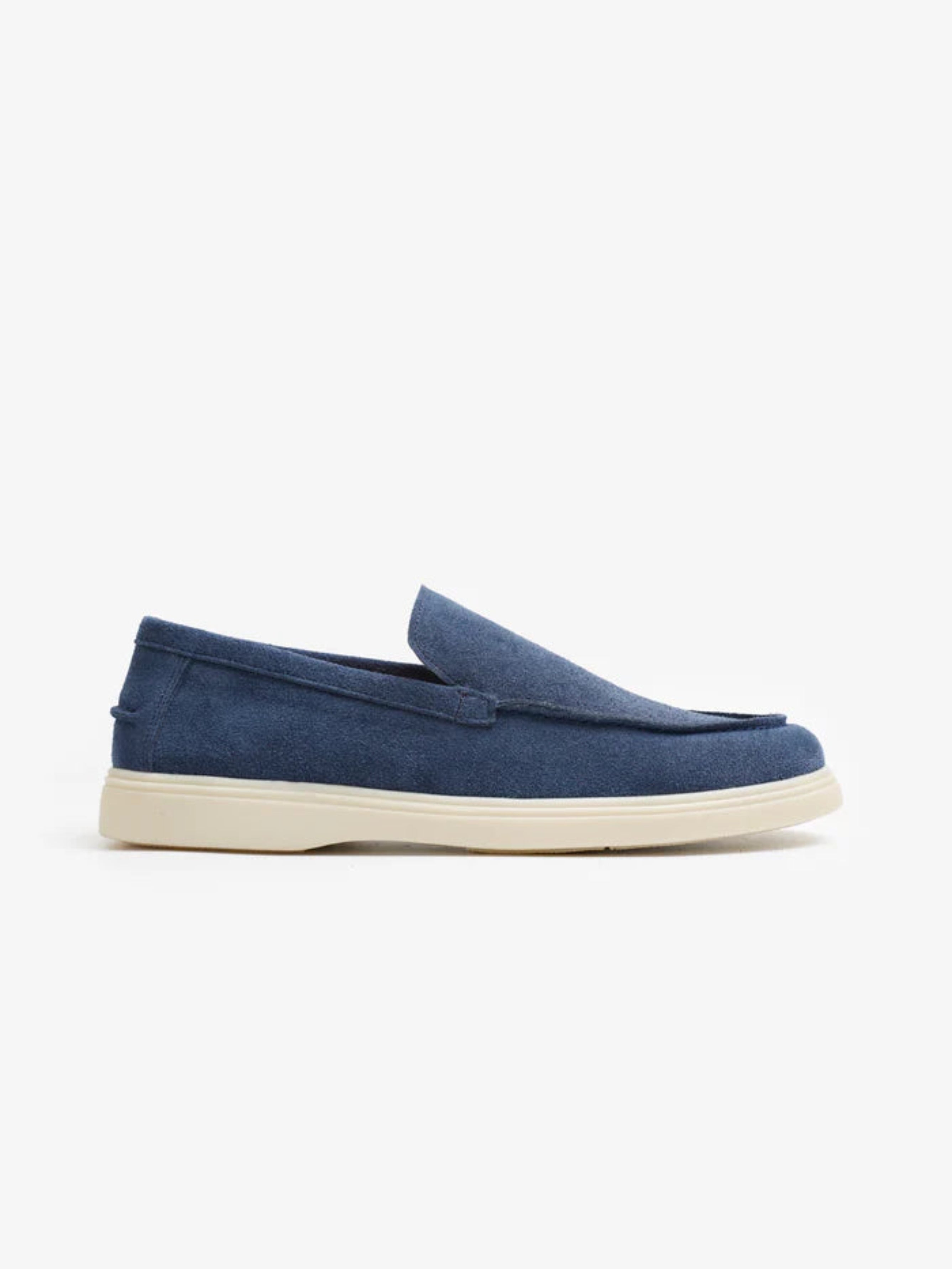 Mocassin Napoli en daim Bleu Marine